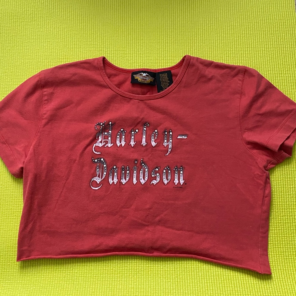 Harley Davidson Raw Hem Y2K tee